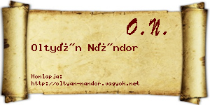 Oltyán Nándor névjegykártya